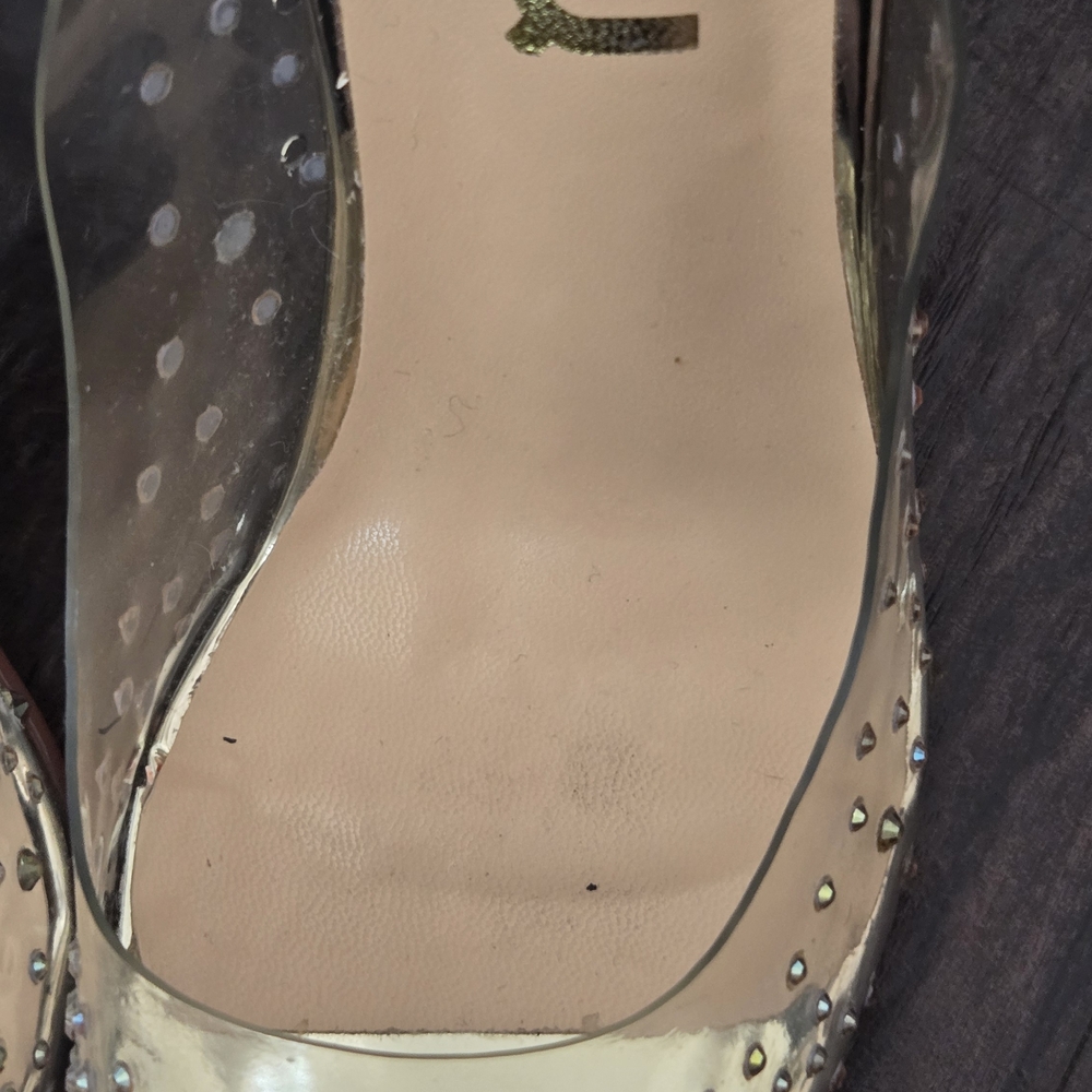 💃Stylish Transparent Heels with Gold and Pink Accents✨️ - Picture 9 of 12